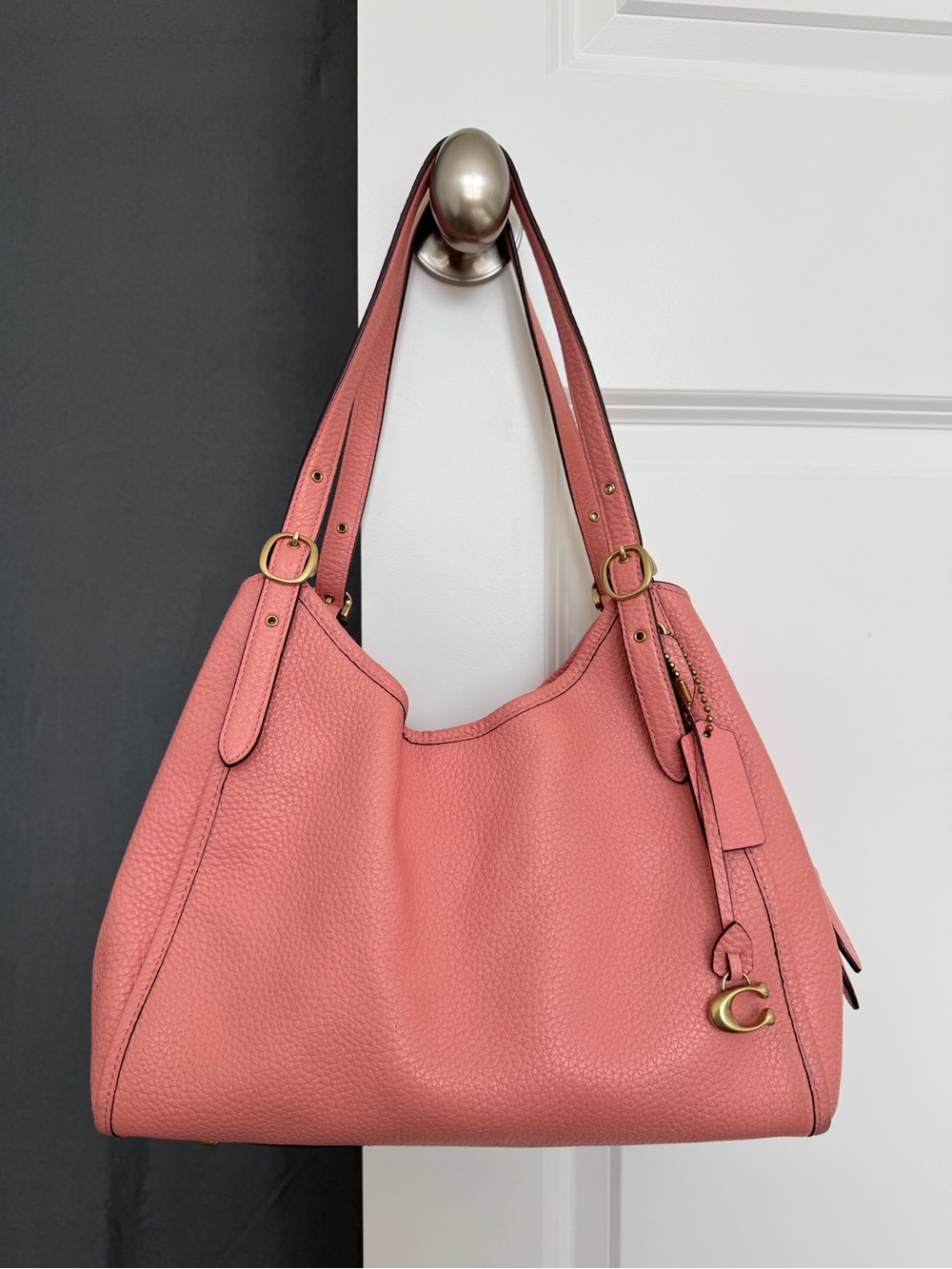 Coach Lori Women's Pebbled Leather Shoulder Bag - Brass/Candy Pink (C4824-B4RZH)